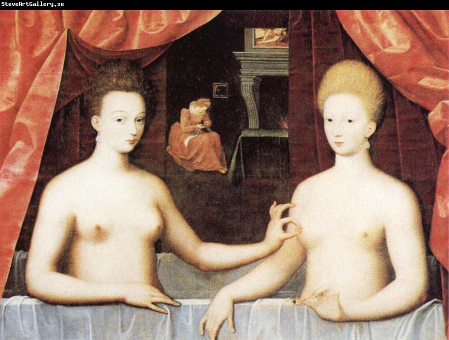 School of Fontainebleau Gabrielle d'Estrees and One of he Sisters in the Bath